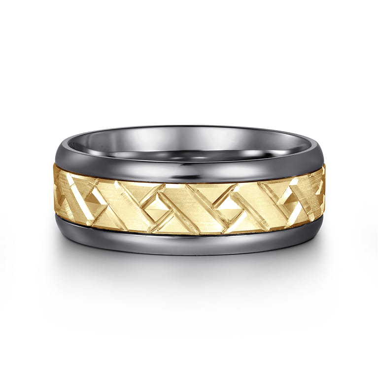 Mens Alternative 8mm Round Tantalum and 14K Yellow Gold Band - Shot 1