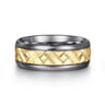 Mens Alternative 8mm Round Tantalum and 14K Yellow Gold Band