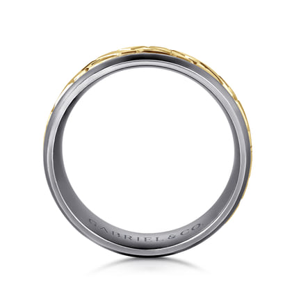 Mens Alternative 8mm Round Tantalum and 14K Yellow Gold Band