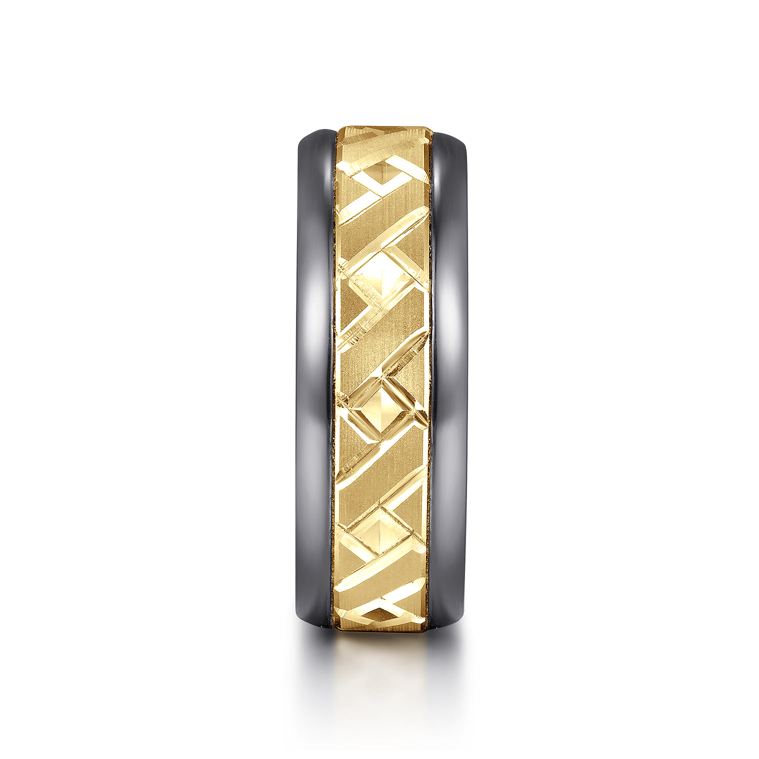 Mens Alternative 8mm Round Tantalum and 14K Yellow Gold Band - Shot 4