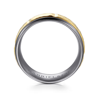Mens Alternative 8mm Round Tantalum and 14K Yellow Gold Band