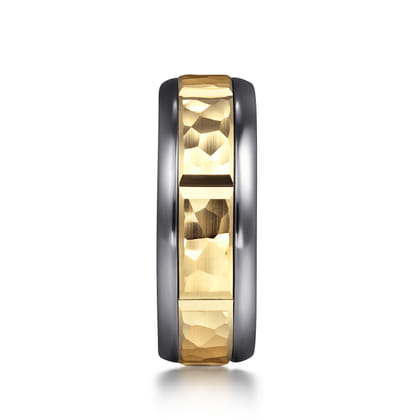 Mens Alternative 8mm Round Tantalum and 14K Yellow Gold Band