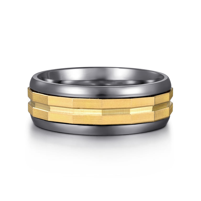 Mens Alternative 8mm Round Tantalum and 14K Yellow Gold Band - Shot 1