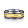 Mens Alternative 8mm Round Tantalum and 14K Yellow Gold Band