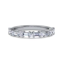Mercier - 14K White Gold Baguette and Round 13 Stone Diamond Anniversary Band