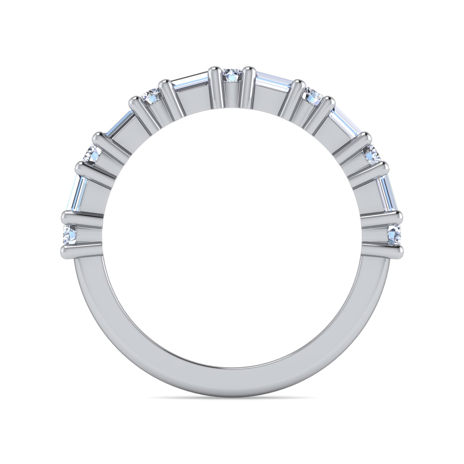 Mercier - 14K White Gold Baguette and Round 13 Stone Diamond Anniversary Band