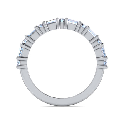 Mercier - 14K White Gold Baguette and Round 13 Stone Diamond Anniversary Band