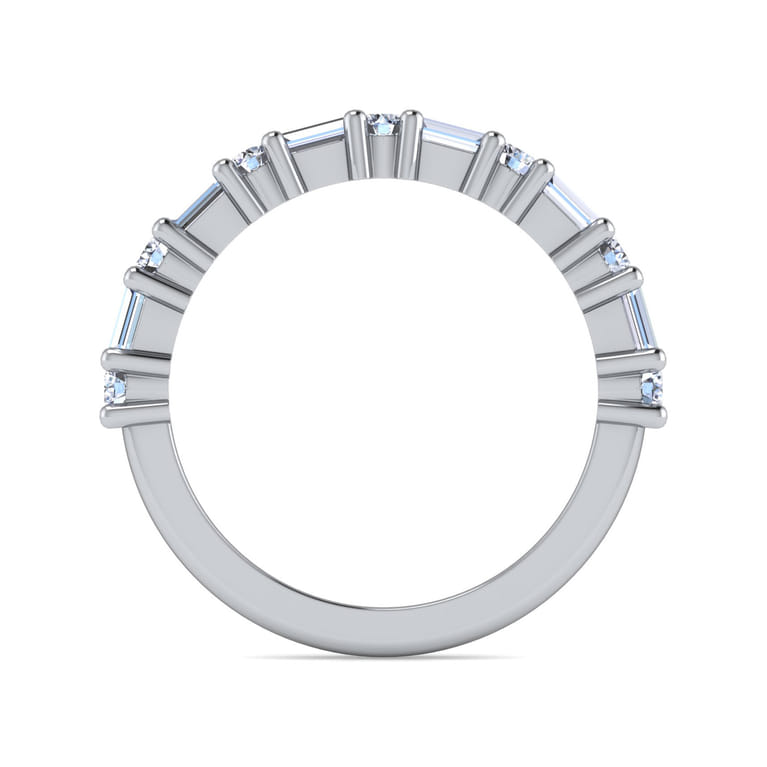 Straight Wedding Ring in 14k White Gold with Baguette Natural Diamond at Gabriel & Co. - Shot 2