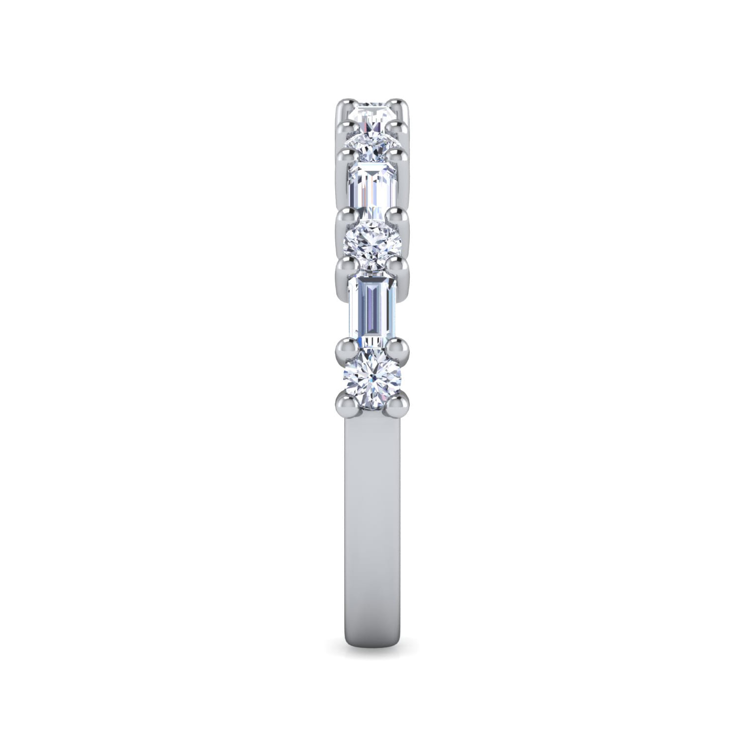 Mercier - 14K White Gold Baguette and Round 13 Stone Diamond Anniversary Band