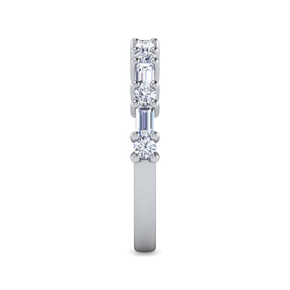 Mercier - 14K White Gold Baguette and Round 13 Stone Diamond Anniversary Band