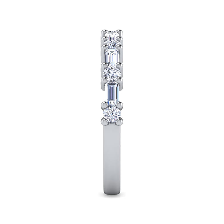 Straight Wedding Ring in 14k White Gold with Baguette Natural Diamond at Gabriel & Co. - Shot 4