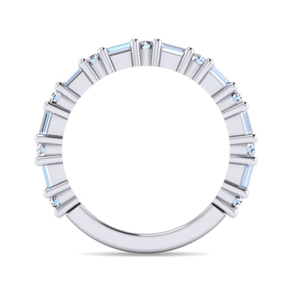 Mercier - 14K White Gold Baguette and Round Diamond Anniversary Band