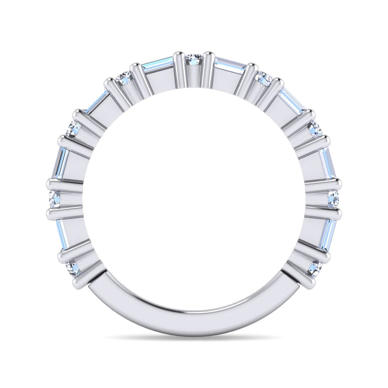 Straight Wedding Ring in 14k White Gold with Baguette Natural Diamond at Gabriel & Co. - Shot 2