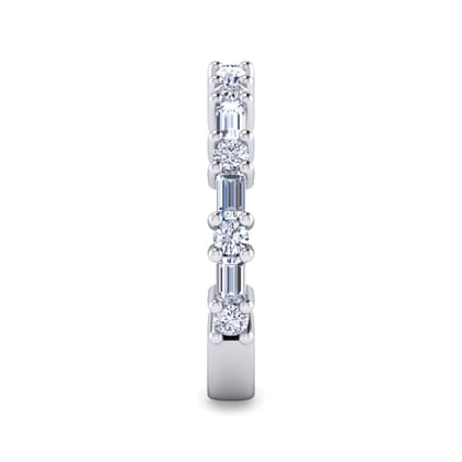 Mercier - 14K White Gold Baguette and Round Diamond Anniversary Band