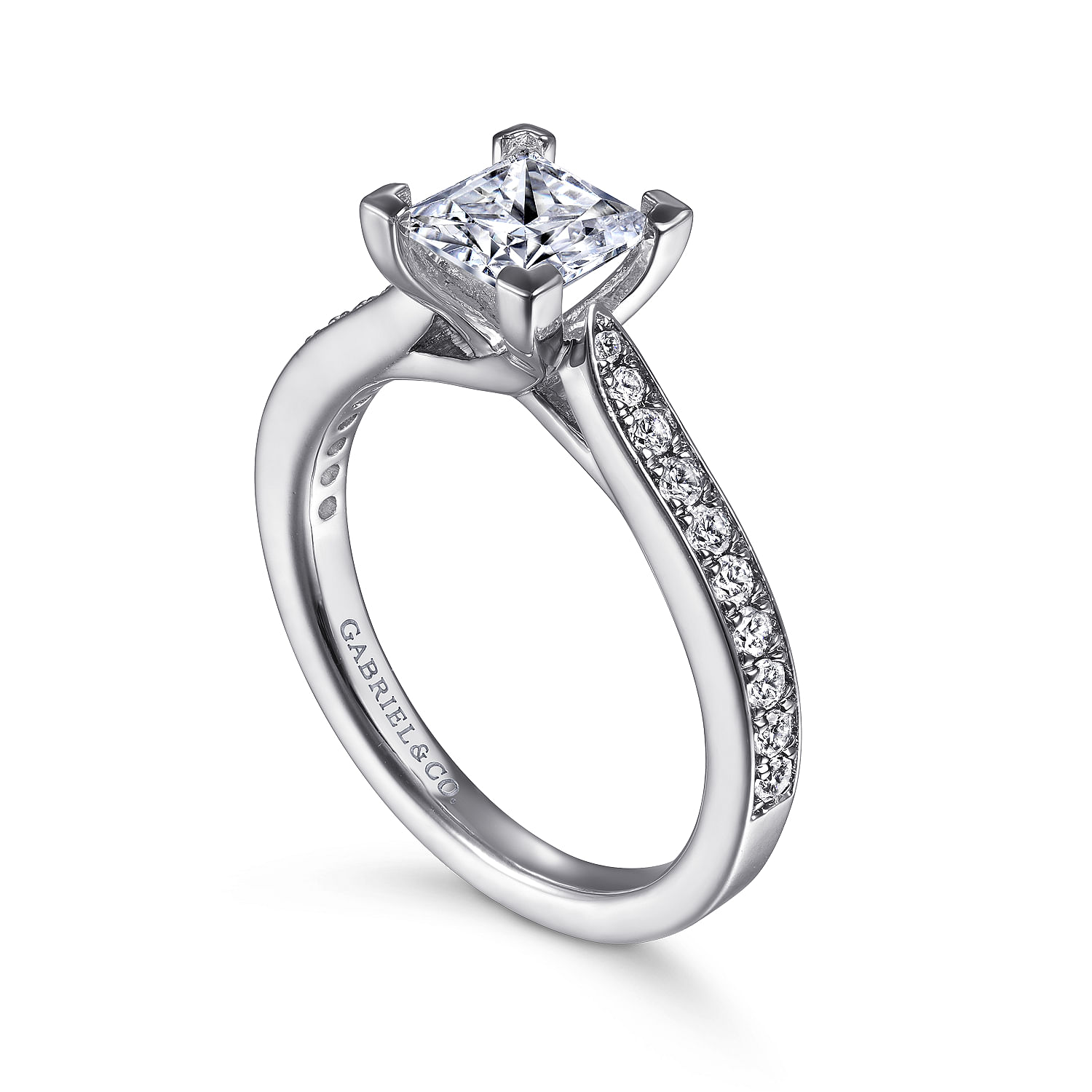 Merritt - 14K White Gold Princess Cut Diamond Engagement Ring - 0.25 ct - Shot 3