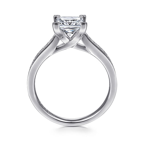 Merritt - 14K White Gold Princess Cut Diamond Engagement Ring - 0.3 ct - Shot 2