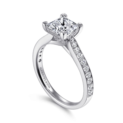Merritt - 14K White Gold Princess Cut Diamond Engagement Ring - 0.3 ct - Shot 3