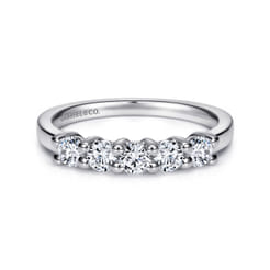 Messina - 14K White Gold Round 5 Stone Shared Prong Diamond Anniversary Band