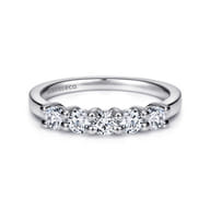 Messina - 14K White Gold Round 5 Stone Shared Prong Diamond Anniversary Band