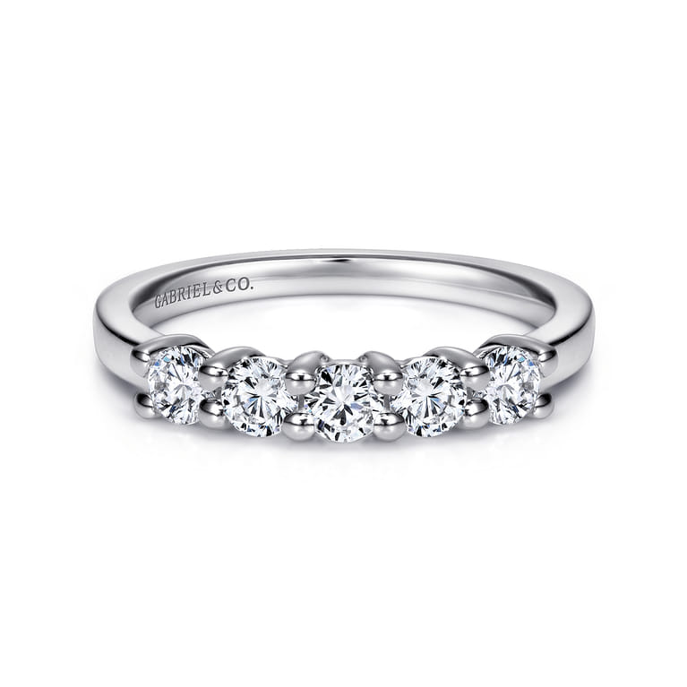 Straight Wedding Ring in 14k White Gold with Round Natural Diamond at Gabriel & Co. - Shot 1