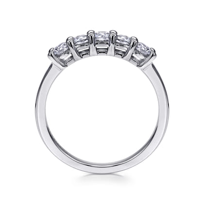 Messina - 14K White Gold Round 5 Stone Shared Prong Diamond Anniversary Band