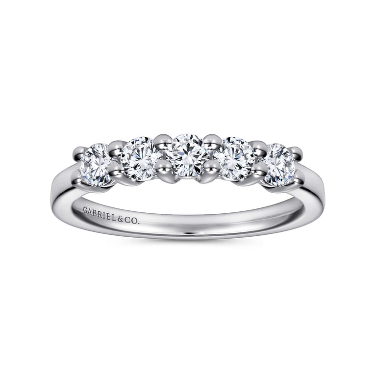 Straight Wedding Ring in 14k White Gold with Round Natural Diamond at Gabriel & Co. - Shot 4