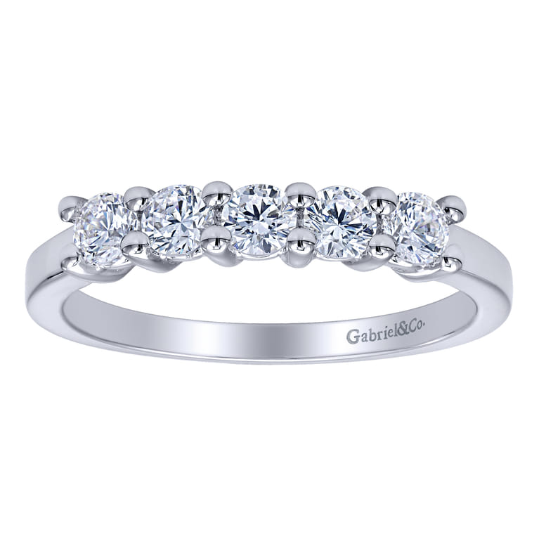 Straight Wedding Ring in 14k White Gold with Round Natural Diamond at Gabriel & Co. - Shot 5