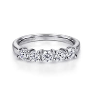 Messina - 14K White Gold Round 5 Stone Shared Prong Diamond Anniversary Band