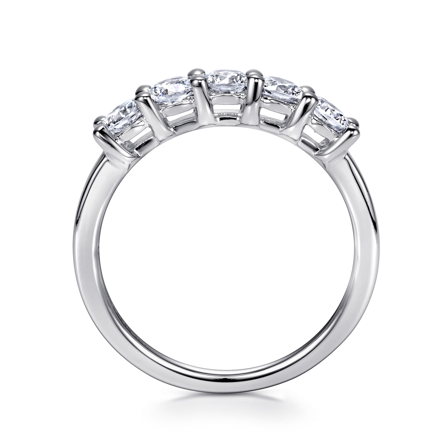 Straight Wedding Ring in 14k White Gold with Round Natural Diamond at Gabriel & Co. - Shot 2