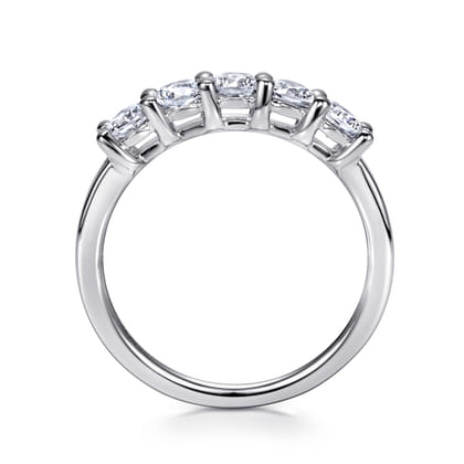 Messina - 14K White Gold Round 5 Stone Shared Prong Diamond Anniversary Band