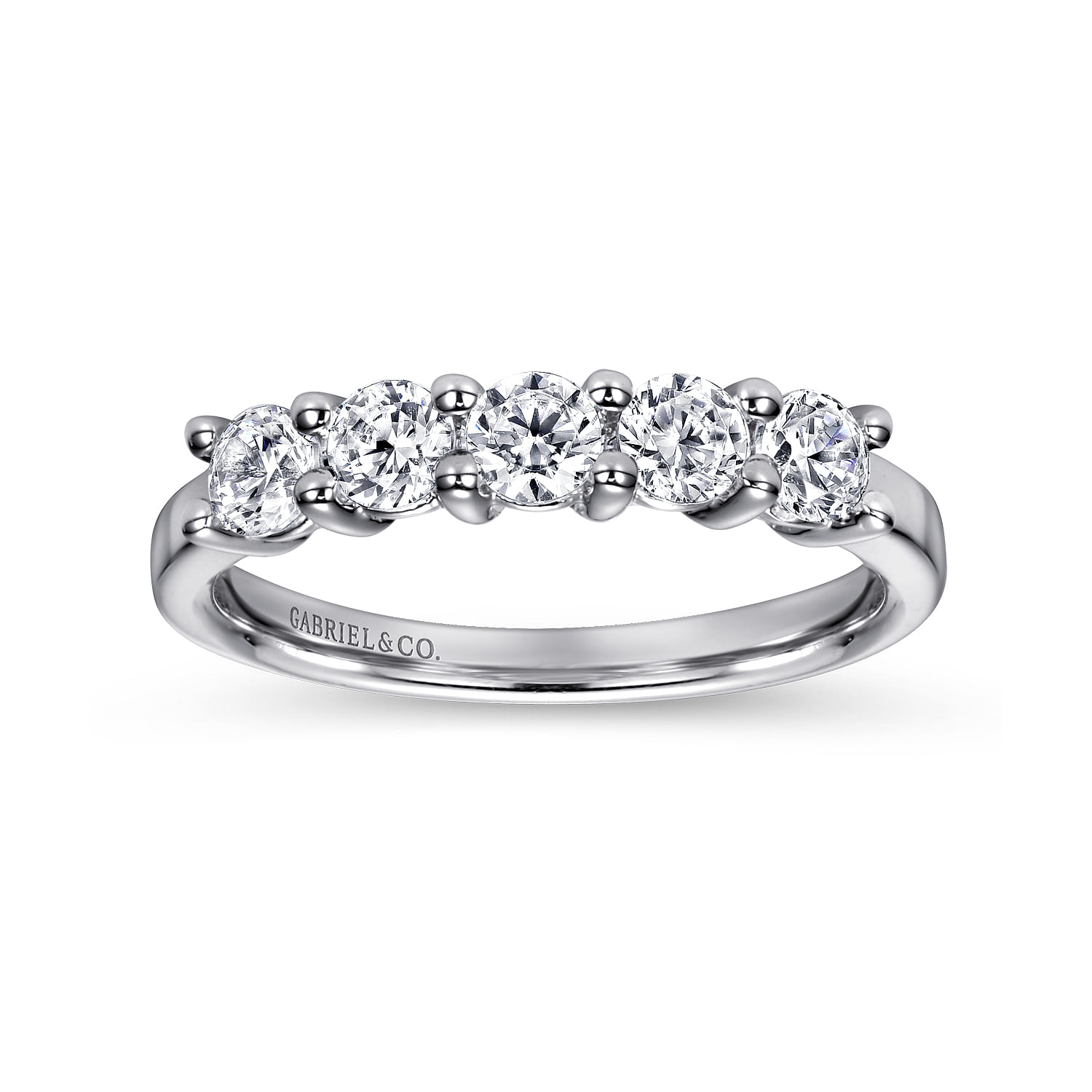 Straight Wedding Ring in 14k White Gold with Round Natural Diamond at Gabriel & Co. - Shot 4