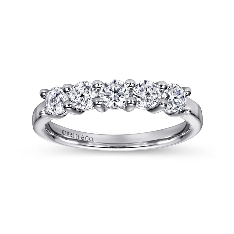 Straight Wedding Ring in 14k White Gold with Round Natural Diamond at Gabriel & Co. - Shot 4