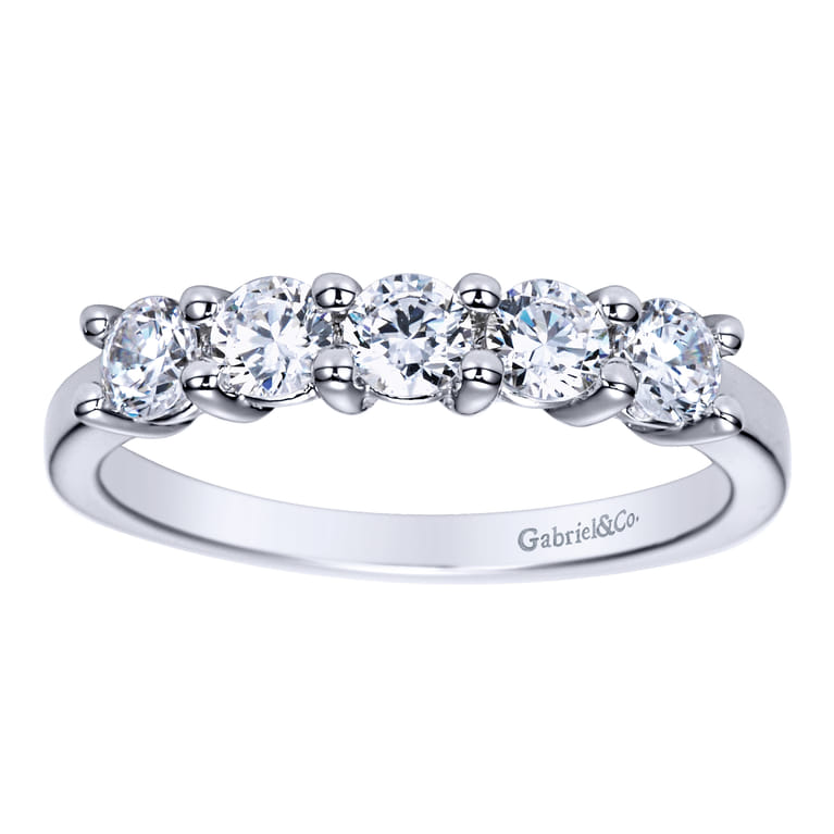 Straight Wedding Ring in 14k White Gold with Round Natural Diamond at Gabriel & Co. - Shot 5