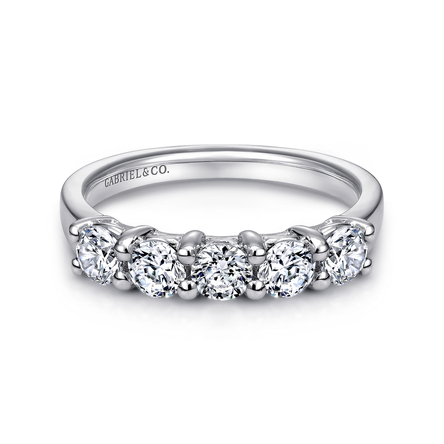 Fancy Wedding Ring in 14k White Gold with Round Natural Diamond at Gabriel & Co. - Shot 1