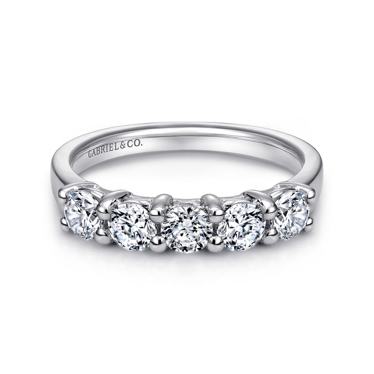 Fancy Wedding Ring in 14k White Gold with Round Natural Diamond at Gabriel & Co. - Shot 1