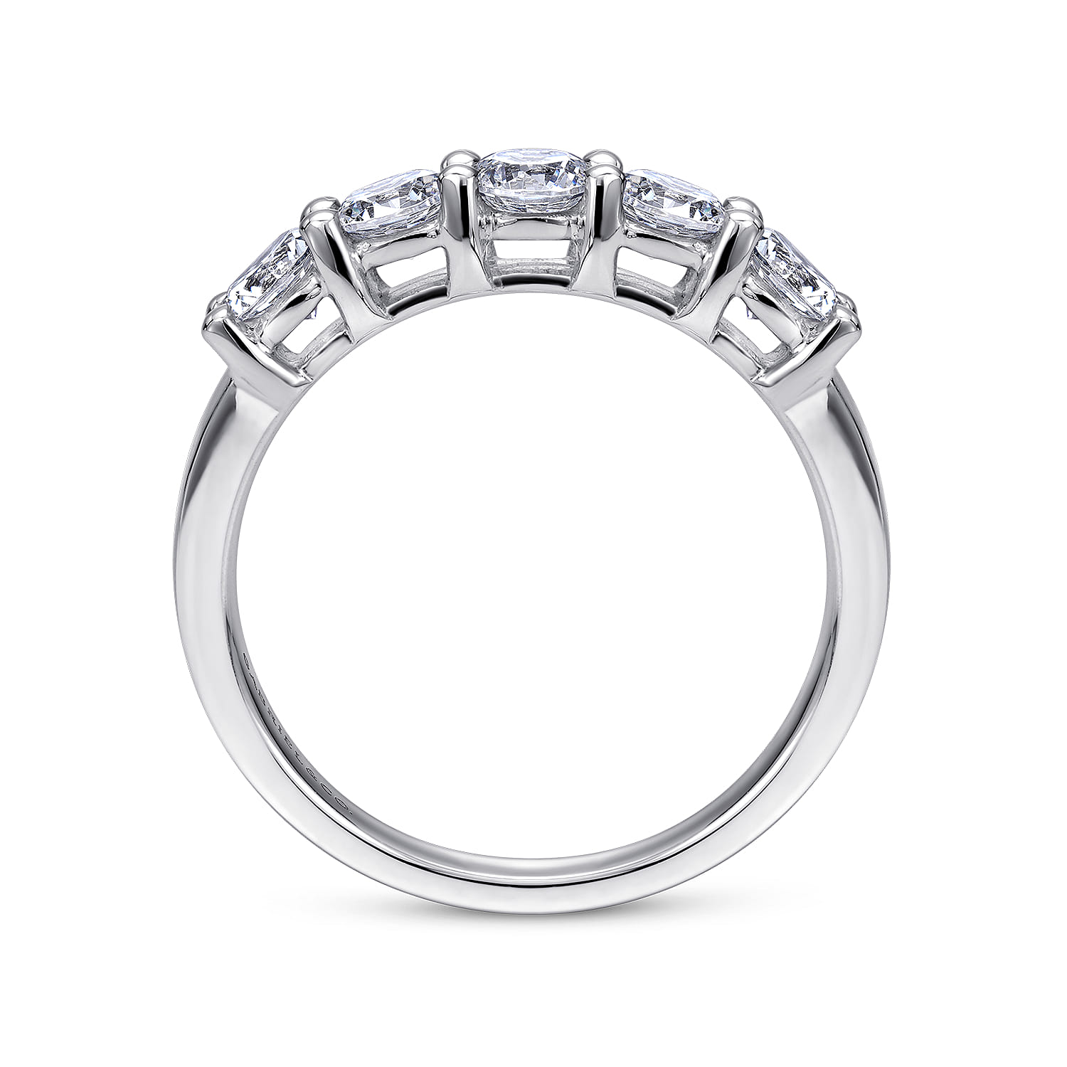 Fancy Wedding Ring in 14k White Gold with Round Natural Diamond at Gabriel & Co. - Shot 2