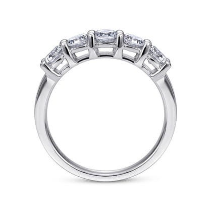 Messina - 14K White Gold Round 5 Stone Shared Prong Diamond Anniversary Band