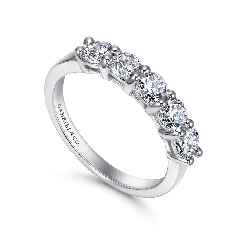 Fancy Wedding Ring in 14k White Gold with Round Natural Diamond at Gabriel & Co. - Shot 3