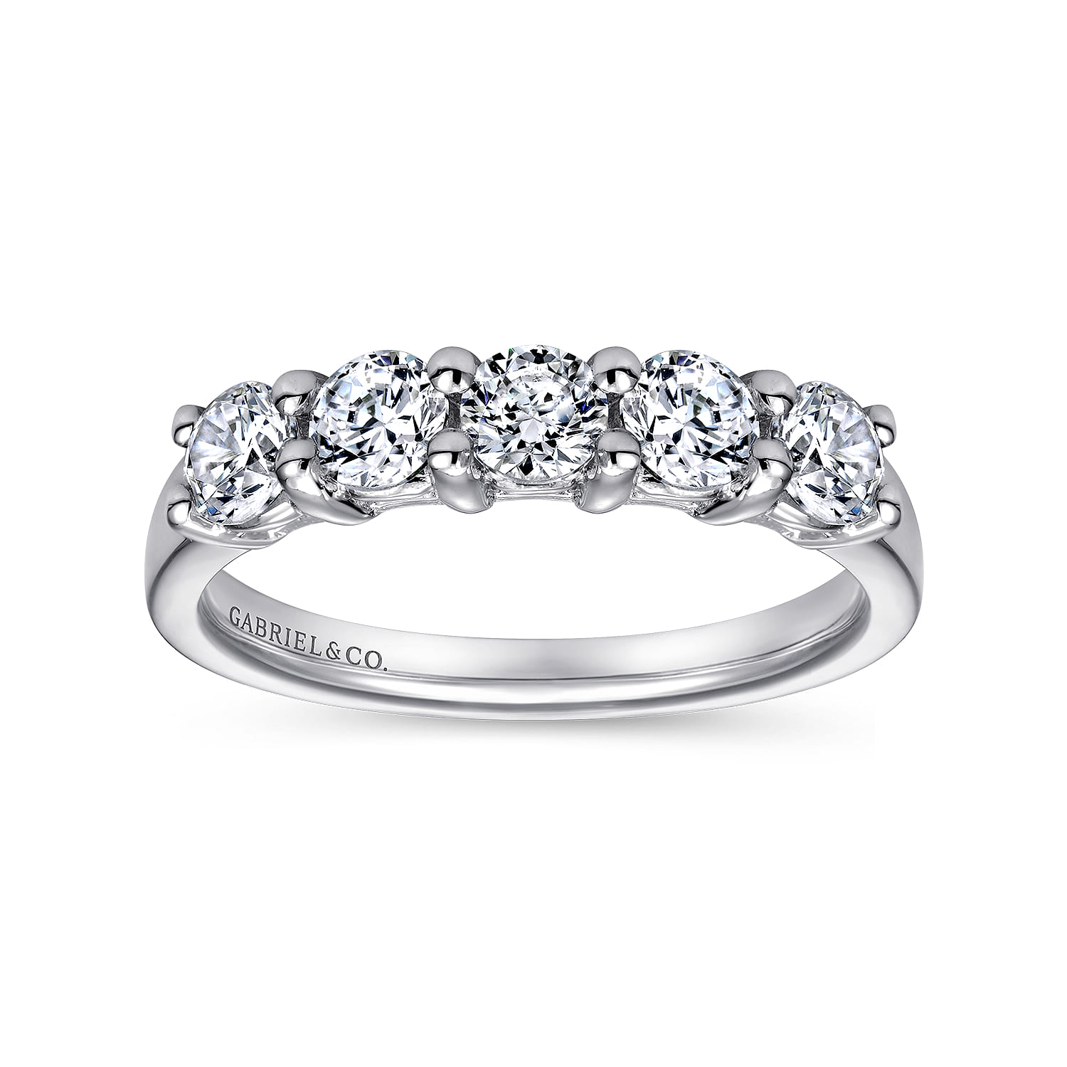 Fancy Wedding Ring in 14k White Gold with Round Natural Diamond at Gabriel & Co. - Shot 4
