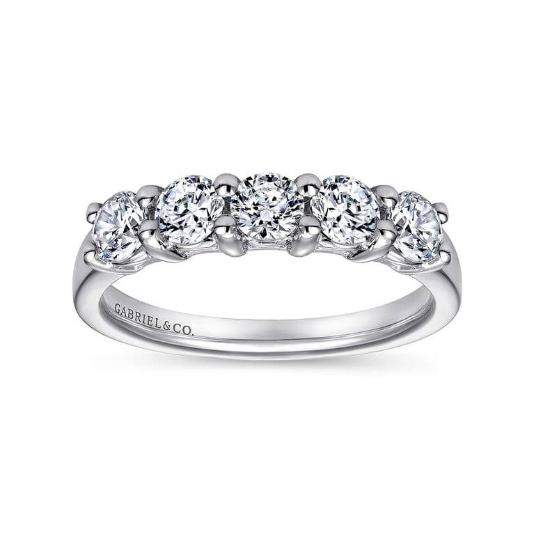 Fancy Wedding Ring in 14k White Gold with Round Natural Diamond at Gabriel & Co. - Shot 4