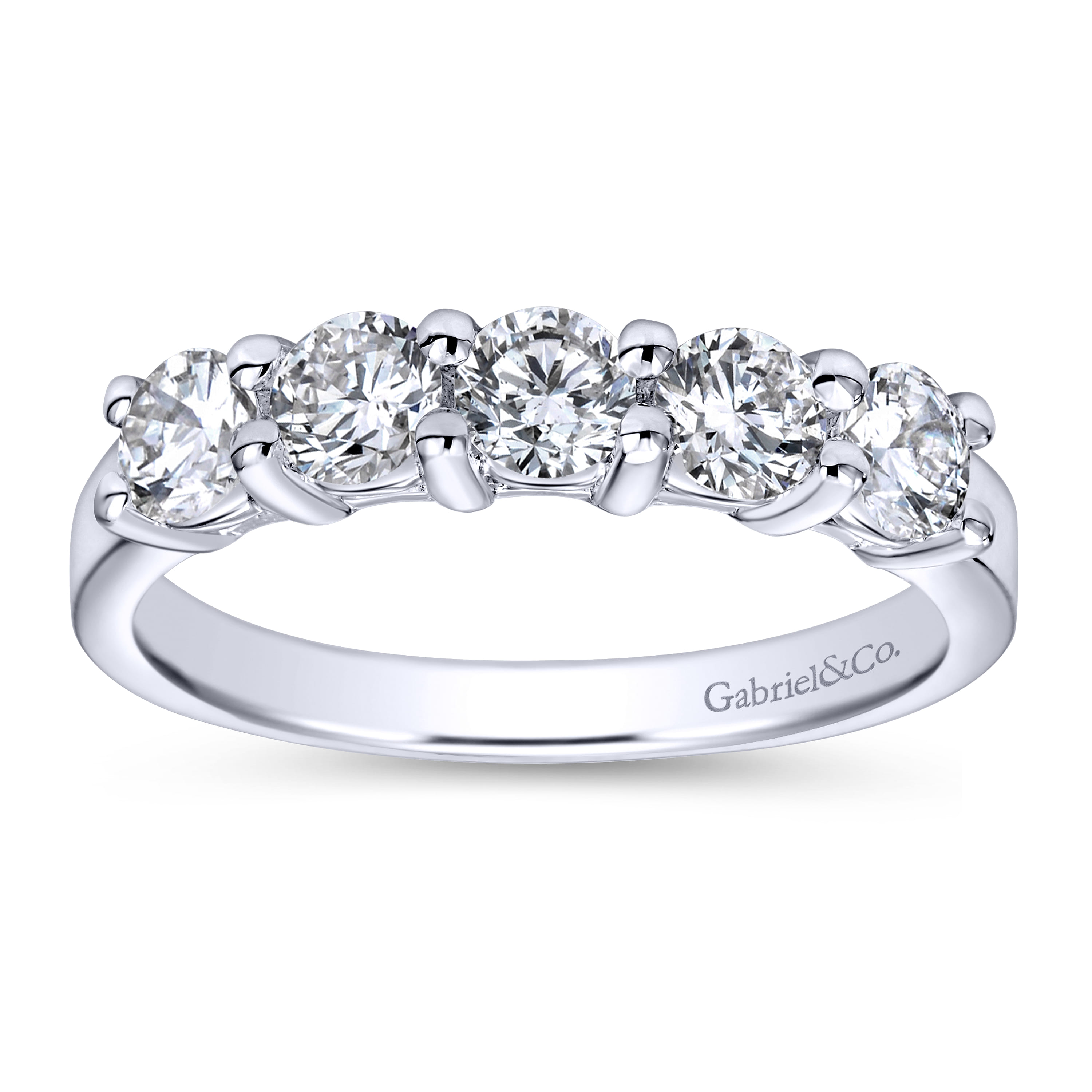Fancy Wedding Ring in 14k White Gold with Round Natural Diamond at Gabriel & Co. - Shot 5