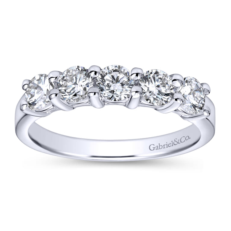 Fancy Wedding Ring in 14k White Gold with Round Natural Diamond at Gabriel & Co. - Shot 5