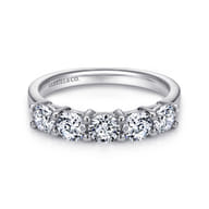 Messina - 14K White Gold Round 5 Stone Shared Prong Diamond Anniversary Band