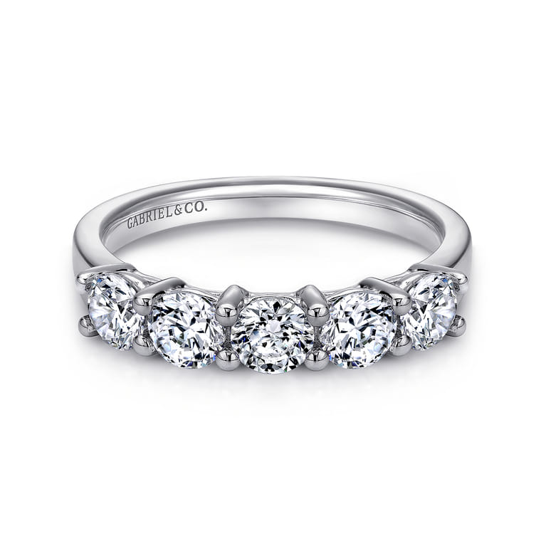 Fancy Wedding Ring in 14k White Gold with Round Natural Diamond at Gabriel & Co. - Shot 1