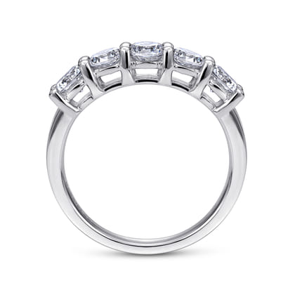 Messina - 14K White Gold Round 5 Stone Shared Prong Diamond Anniversary Band