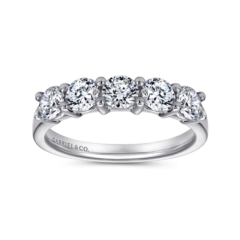 Fancy Wedding Ring in 14k White Gold with Round Natural Diamond at Gabriel & Co. - Shot 4