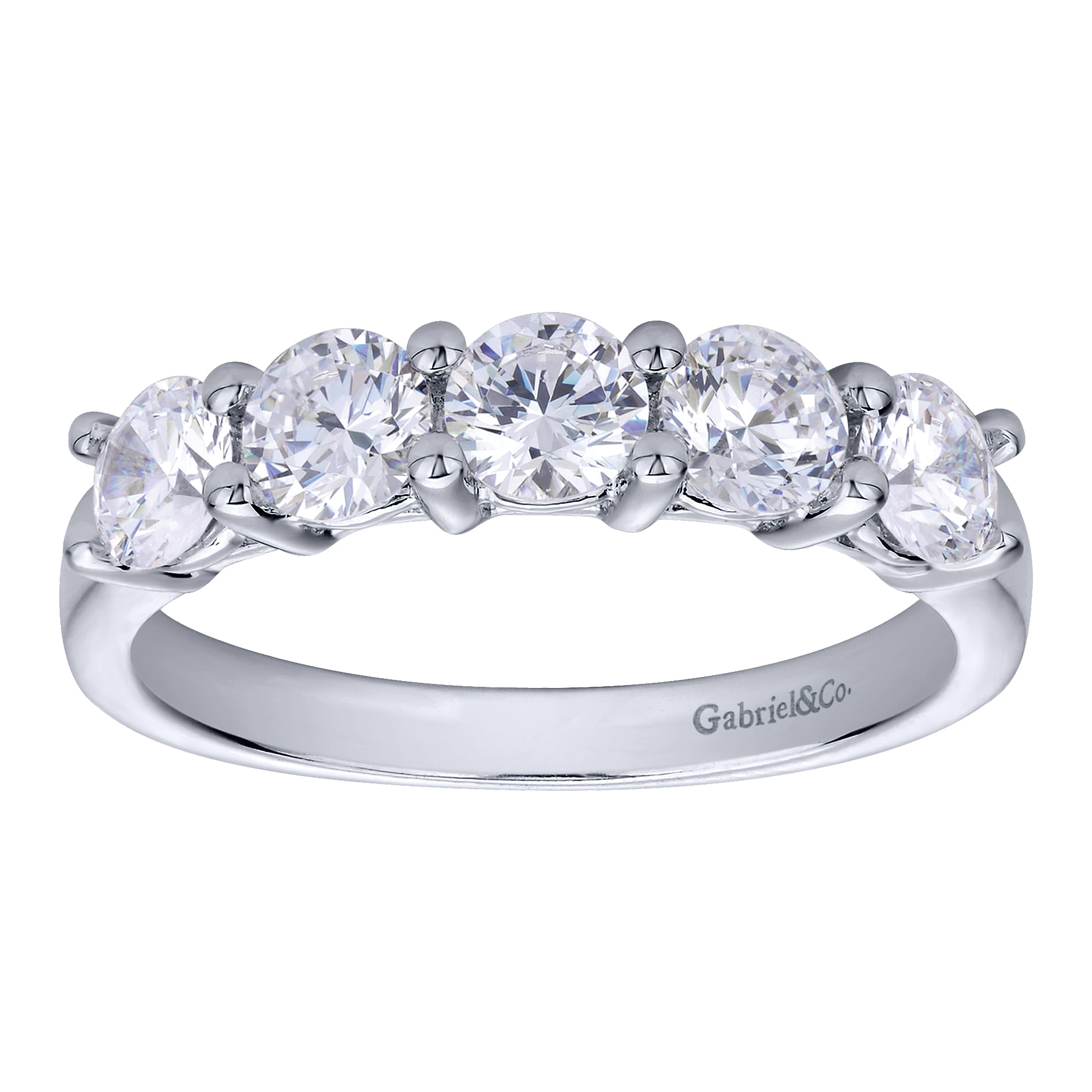 Fancy Wedding Ring in 14k White Gold with Round Natural Diamond at Gabriel & Co. - Shot 5