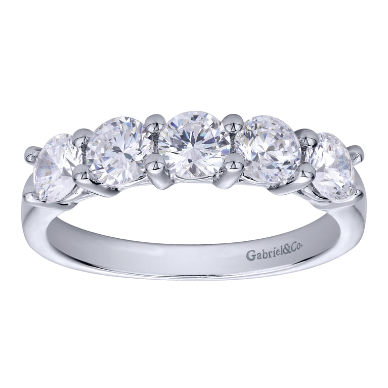 Fancy Wedding Ring in 14k White Gold with Round Natural Diamond at Gabriel & Co. - Shot 5