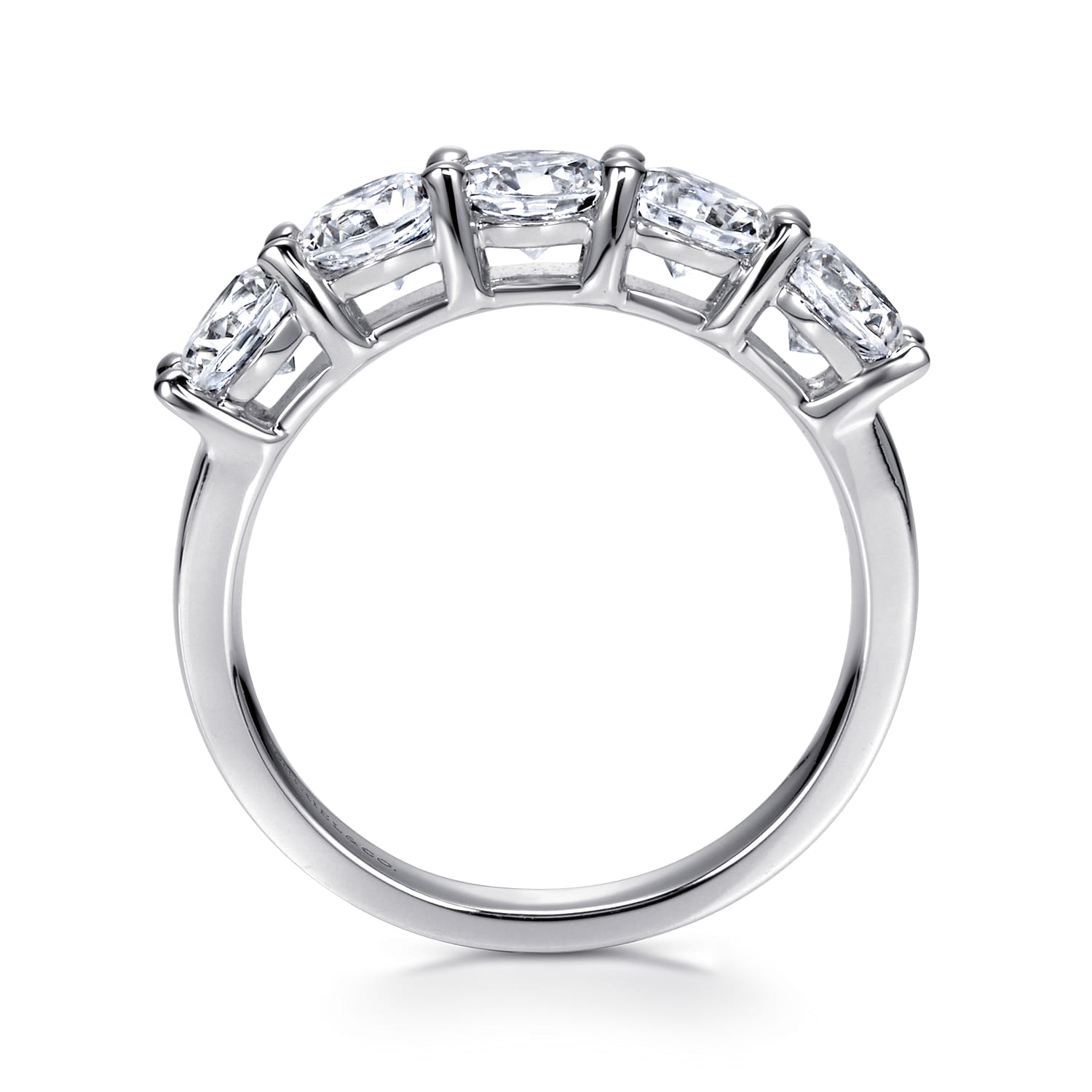 Fancy Wedding Ring in 14k White Gold with Round Natural Diamond at Gabriel & Co. - Shot 2