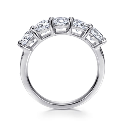 Messina - 14K White Gold Round 5 Stone Shared Prong Diamond Anniversary Band
